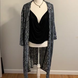 Grey leopard kimono cardigan